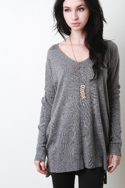 Act Fast Boxy Center Seam Knit Sweater