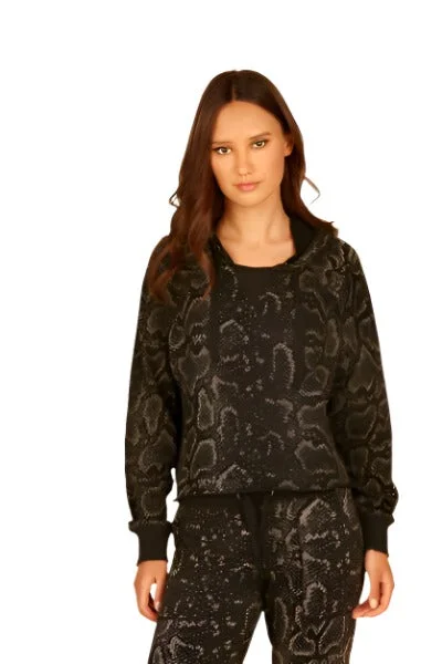 Weekend Specials to Cherish Vintage Havana Metallic Snake Burnout Cuff Hoodie VH8985