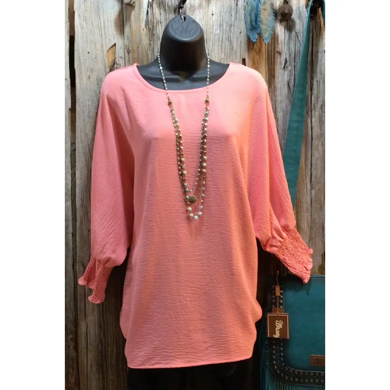 Get It Before It’s Gone 3/4 sleeve Coral dressy Top