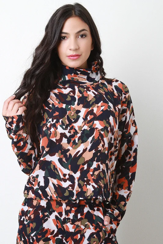 Bonus Savings Camouflage Turtleneck Top
