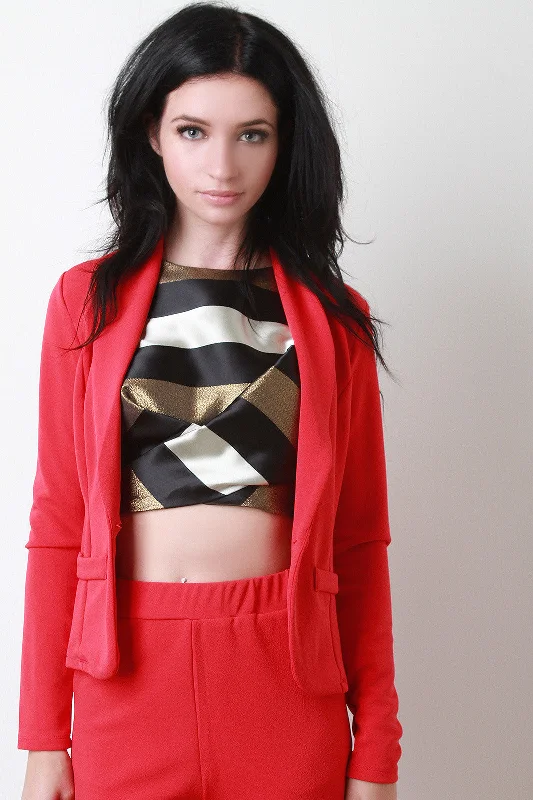 Weekend Shopping Bliss Crepe Single Button Blazer