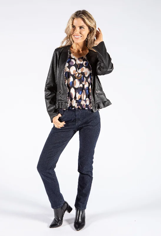 Clearance Event Frill Hemline Vintage Leather Jacket