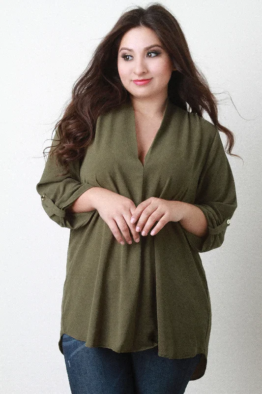 Massive Savings Chiffon Quarter Sleeves Oversized Top