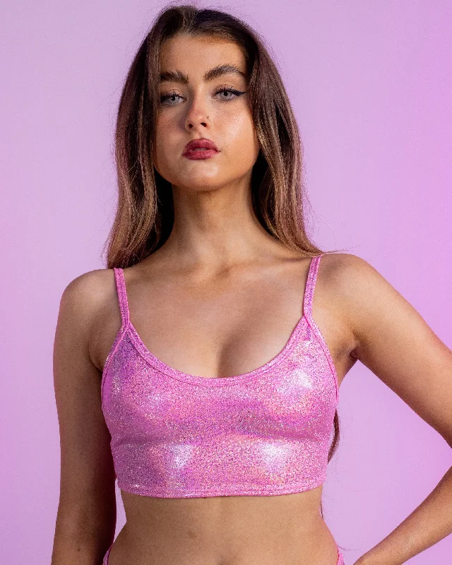 Major Savings Bubblegum Pink Metallic Spaghetti Tank