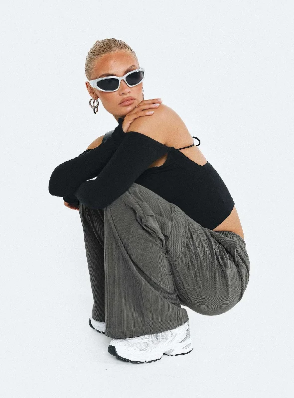 Best Seller Lista Cord Elastic Pocket Pants Grey