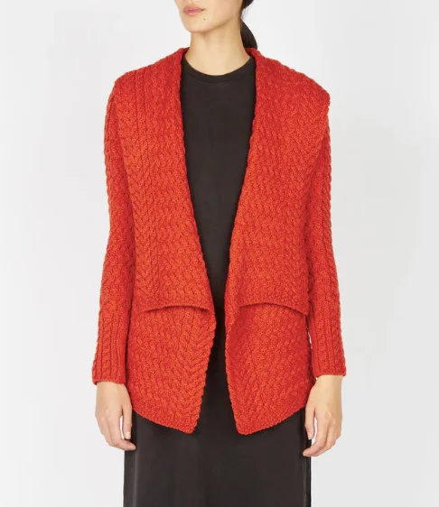 The Best Prices Irish -  Glenross Waterfall Cardigan - Orange Marl