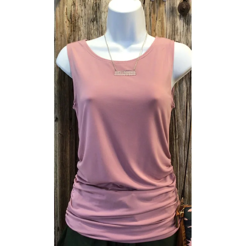 Weekend Savings Fiesta Ity Side Ruched Sleeveless Top, Light Rose