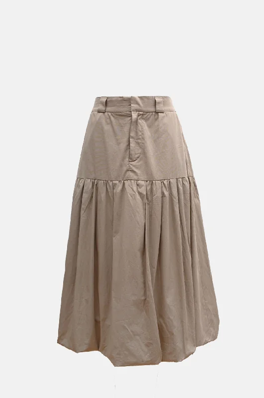 Weekend Discounts to Celebrate Belle Stone Washed Chino Bubble Skirt Khaki