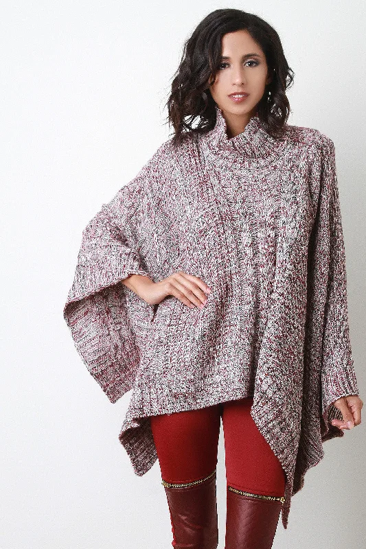 Weekend Deals That Dazzle Cable Knit Turtleneck Poncho