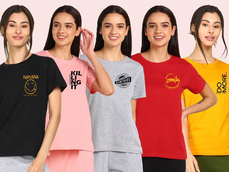 Bonus Offer Young Trendz Womens Regular Fit Combo Printed T Shirt