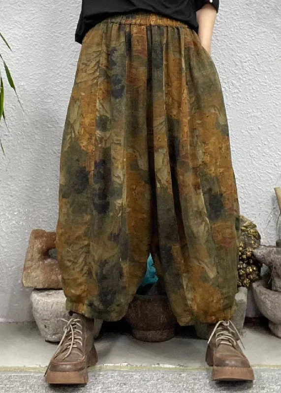 Weekend Offers That Impress Plus Size Yellow Pockets Print Elastic Waist Cotton Crop Pants Spring Weekend Offers That Impress Plus Size Yellow Pockets Print Elastic Waist Cotton Crop Pants Spring