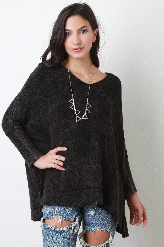 Year-End Clearance Burnout V-Neck Long Sleeve Sweater Top