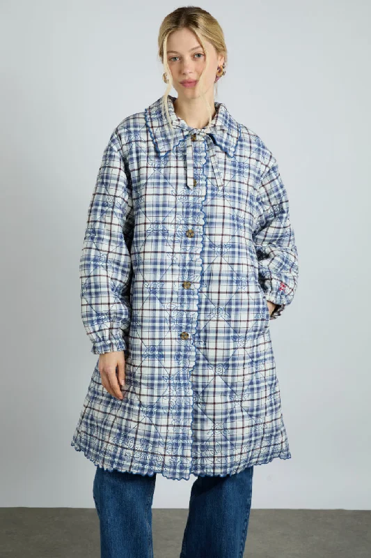 Shop and Save avery quilted jacket- navy check