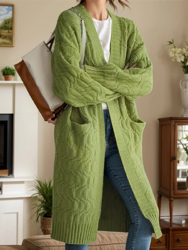 Year-End Sale Open Front Long Sleeve Cardigan
