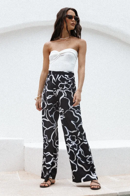 Fantastic Offers York Pant - White Black Floral