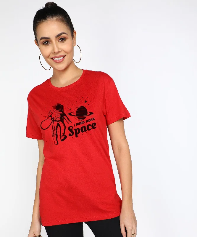 Price Drop Womens Over Size Half Sleeve Printed T.shirts (Red)