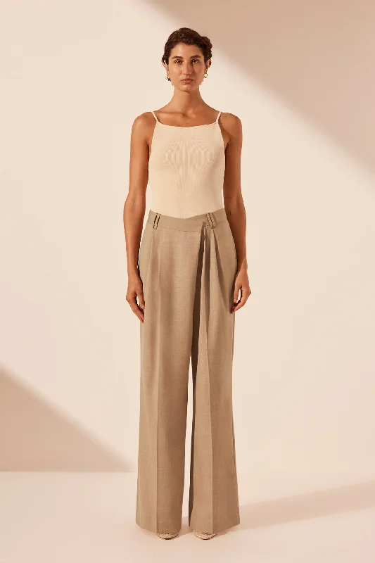 Bargain Alert ASHER ASYMMETRICAL PLEAT FRONT PANT - LATTE