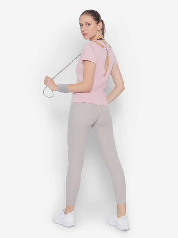 Now Available JUMP USA Petal Pink Yoga Women Solid Rapid Dry Cut Out Sustainable T-shirt Now Available JUMP USA Petal Pink Yoga Women Solid Rapid Dry Cut Out Sustainable T-shirt