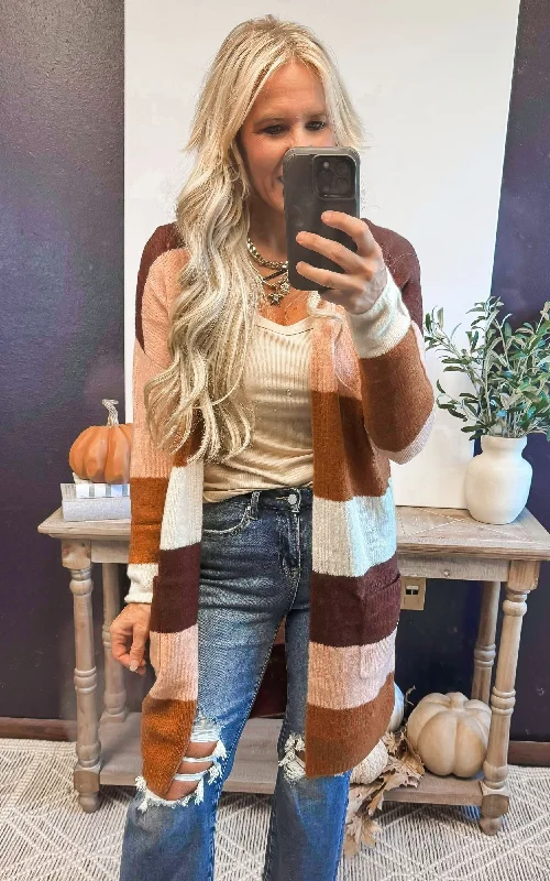 Limited Availability The Blush & Spice Cozy Long Colorblock Cardigan - Final Sale