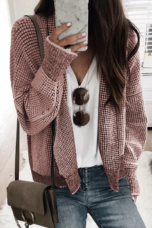 Weekend Discounts to Savor Peach Blossom Gingham Contrast Trim Open Front Cardigan