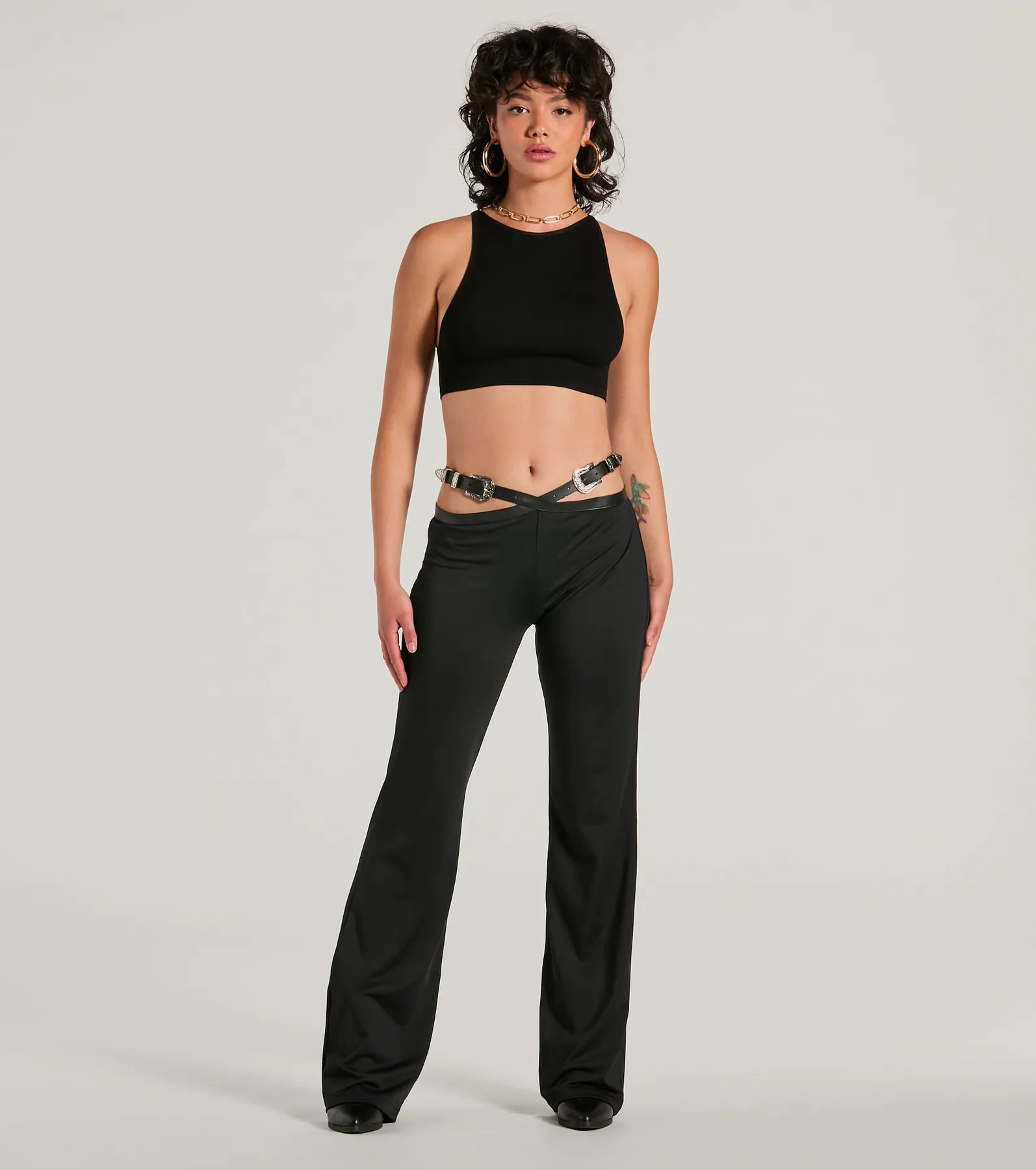Shop Now Country Edge Buckle High-Rise Waist Flare Pants