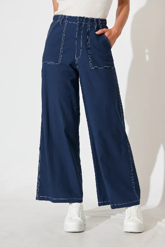 Weekend Shopping Extravaganza Parsons Pant in Navy Cotton