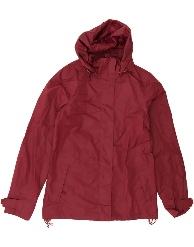 Weekend Wonders Await! MOUNTAIN WAREHOUSE Womens Hooded Rain Jacket UK 8 Small Burgundy Polyester