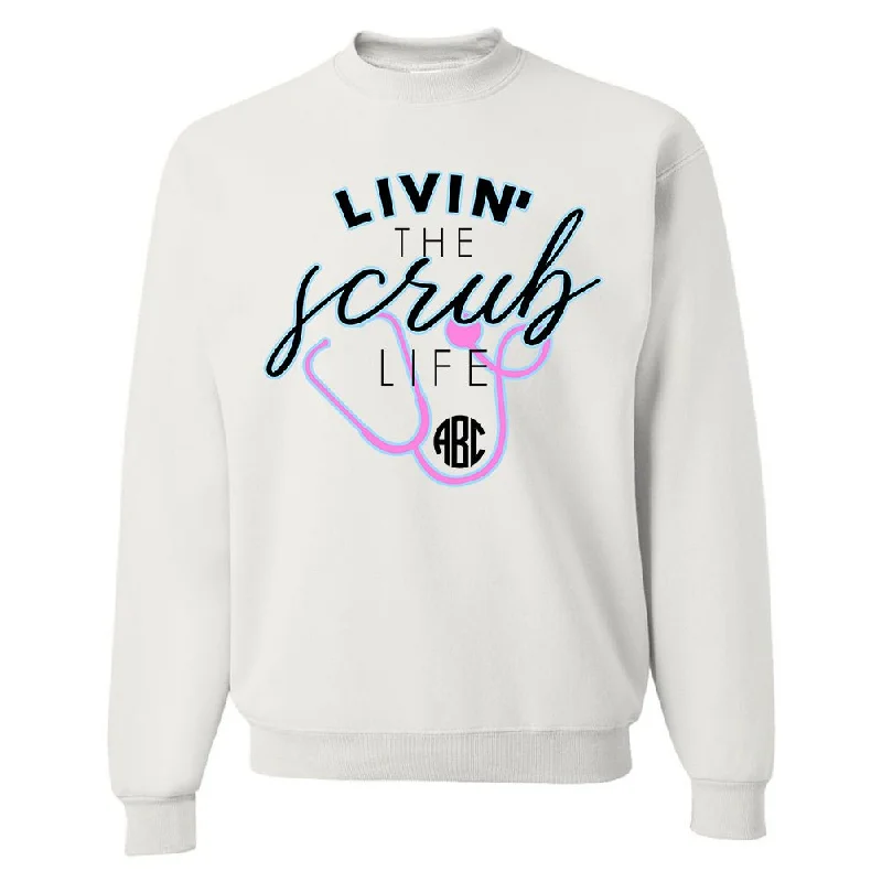 Discount Deals Monogrammed 'Livin' The Scrub Life' Crewneck Sweatshirt