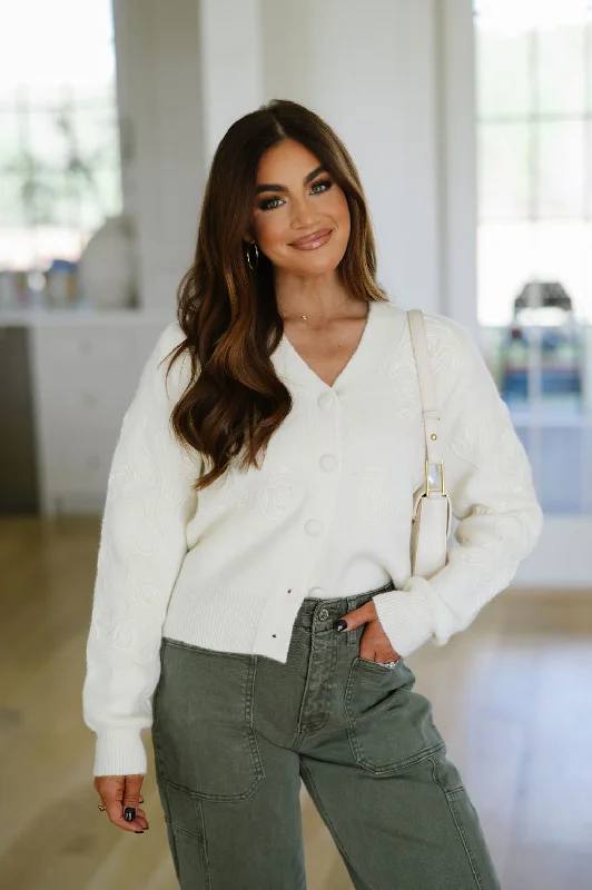 The Best Prices Benny Embroidered Cardigan- Cream