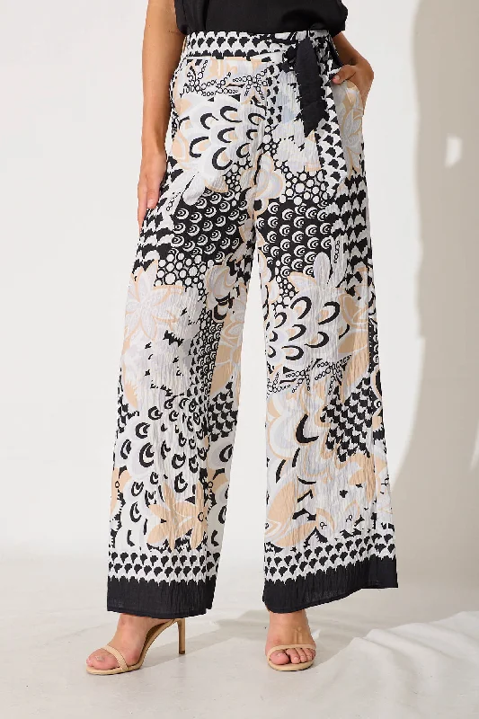 Huge Discounts Forsythia Pant In Black With Beige Print