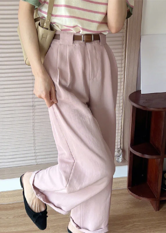 Weekend Savings Galore Women Pink High Waist Patchwork Cotton Crop Pants Fall