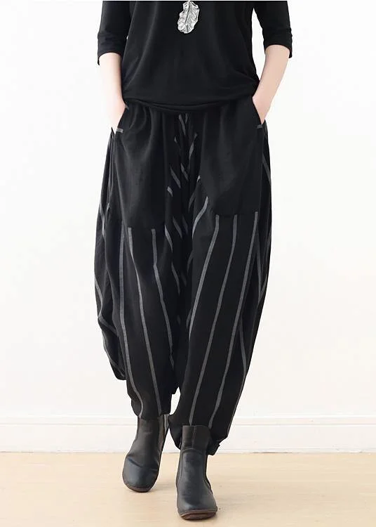 Mega Discount 2021 Spring New Black Grey Striped High Waist Pants