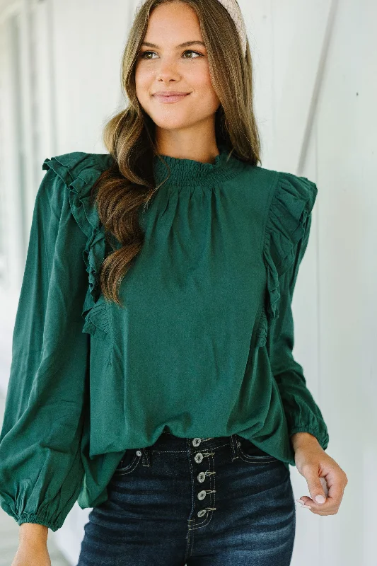 Steals and Deals Now's The Time Olive Green Blouse