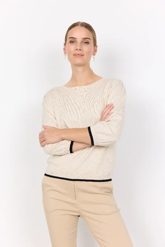 Season Finale Sale Soya Concept Dollie Tipped 3/4 Sleeve Sweater