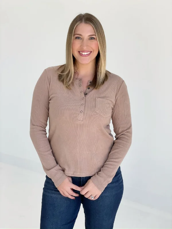 Low Prices Take A Hint Ribbed Knit Top - Taupe *CM