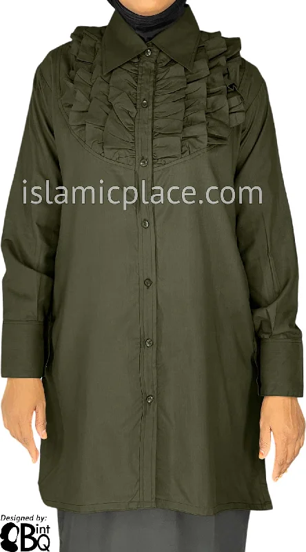 Weekend Offers That Shine Olive Green - Rafia Style Kameez Tunic Top by BintQ - BQ194B