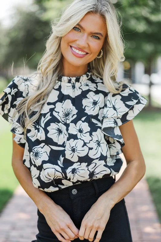 Price Reduction All Heart Black Floral Blouse