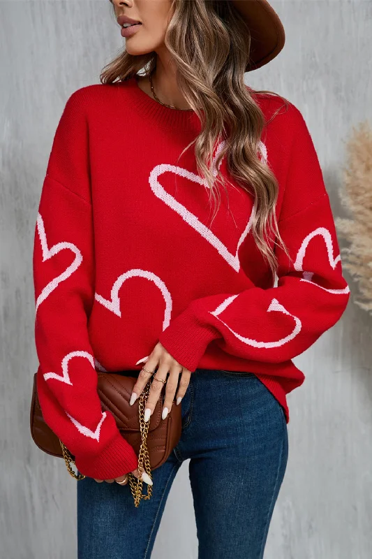 Overstock Angel Wings Heart Dropped Shoulder Long Sleeve Sweater