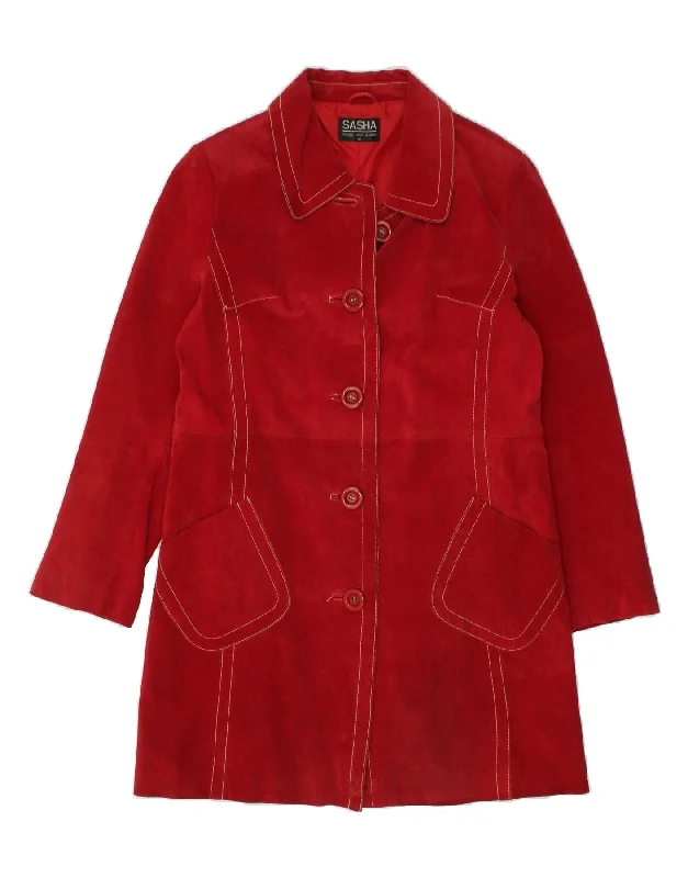 Massive Savings SASHA Womens Suede Overcoat UK 14 Medium Red Leather