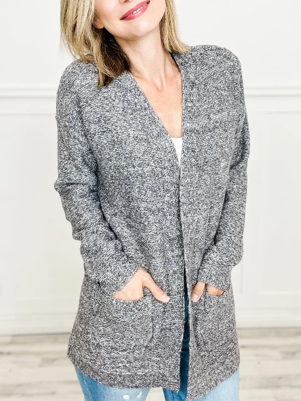 Doorbuster Deal Two Tone Textured Open Front Cardigan Top