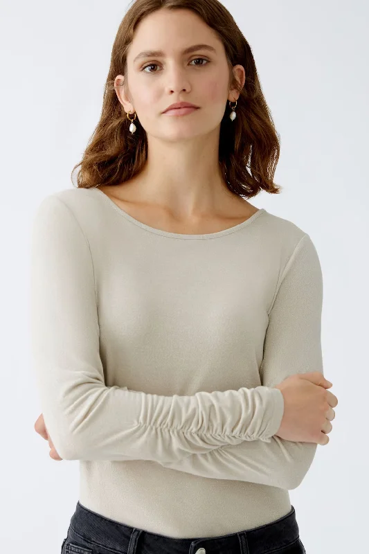 New Deal Oui Ruched Sleeve T-Shirt