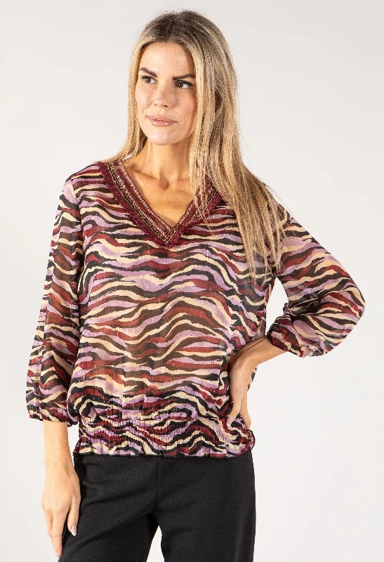 Quick Sale Zebra Print V Neckline Top