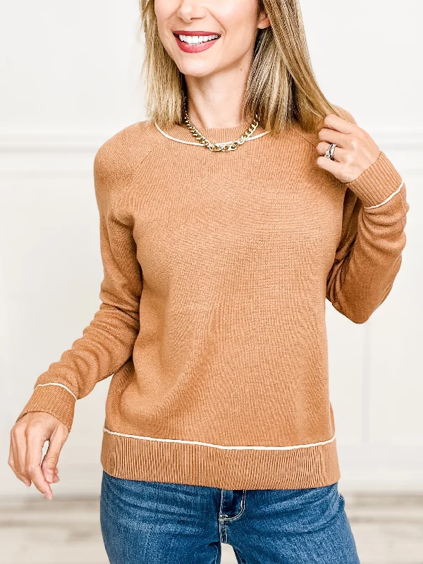 New Deals Color Contrast Crew Neck Pullover Sweater