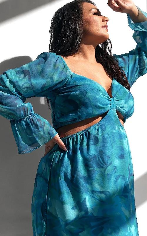 Amazing Value Burnett Maxi Dress - Blue Green Print