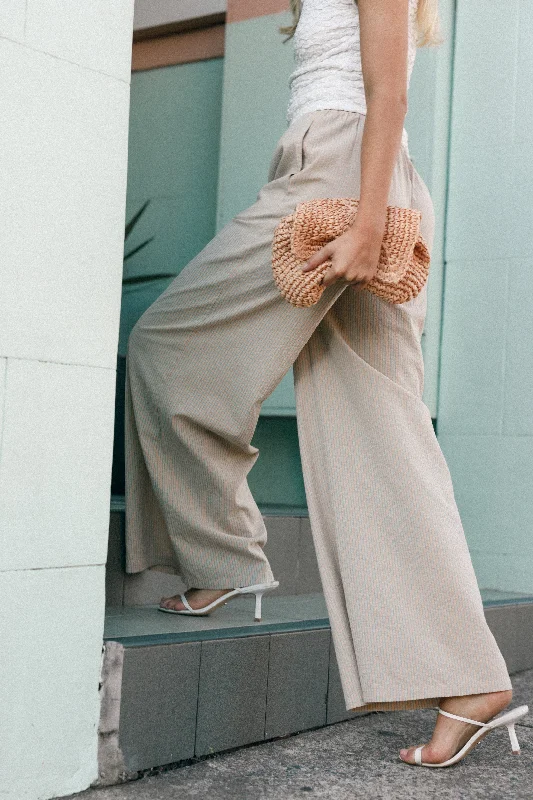 Discount Mania Savanna Striped Pants - Apricot