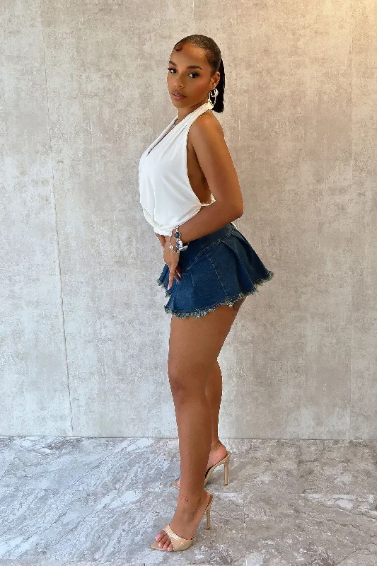 Weekend Specials to Relish Margot Low Rise Pleated Denim Micro Skirt