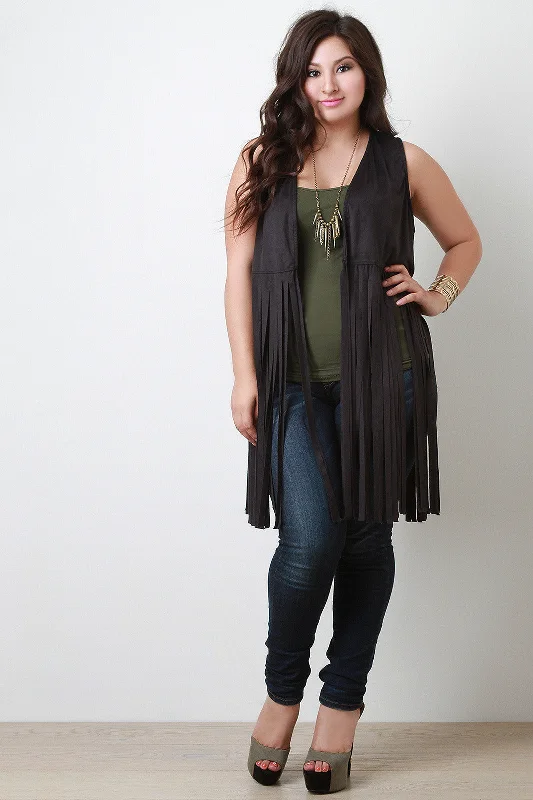 Factory Direct Sale Free Spirited Vegan Suede Fringe Vest