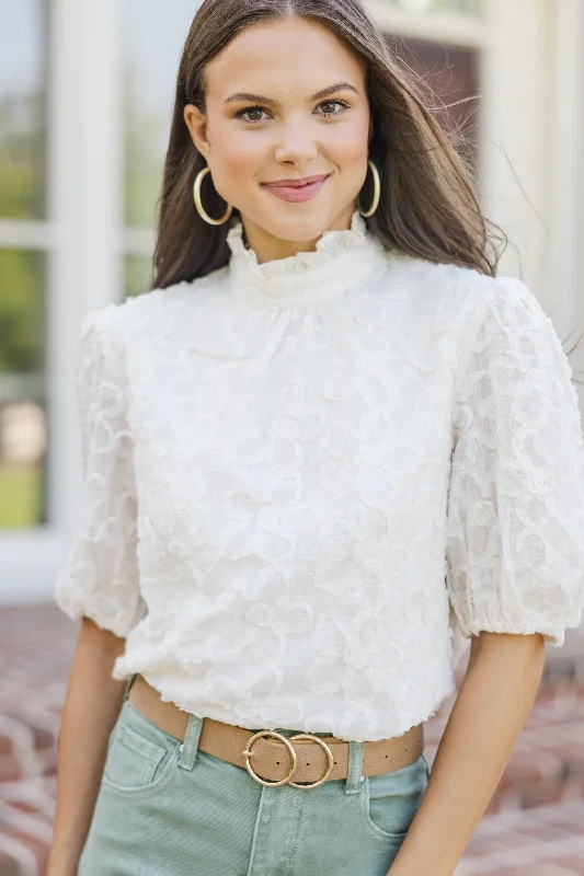 Amazing Deals Working On It Cream Textured Blouse