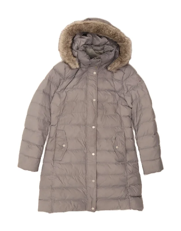 Super Bargain TOMMY HILFIGER Womens Hooded Padded Coat UK 14 Medium Grey Polyester