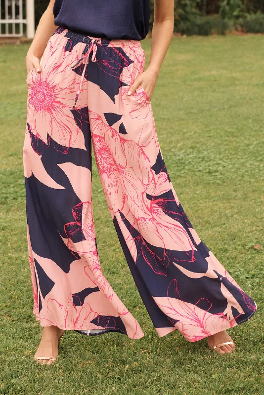 Exclusive Savings Lucia Pant In Navy With Blush Flower